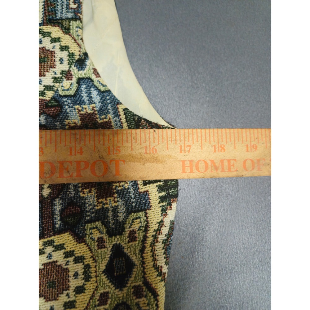 Cassidy's Casuals Vintage Southwestern Tapestry Vest Green Velvet Trim Med READ - Picture 5 of 7